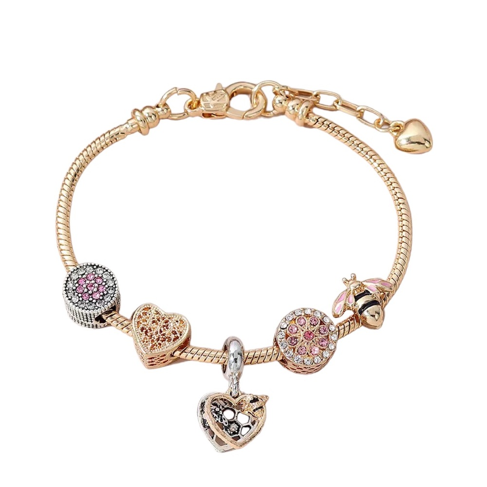 Bee Charm Bead Gold and Silver Bracelet